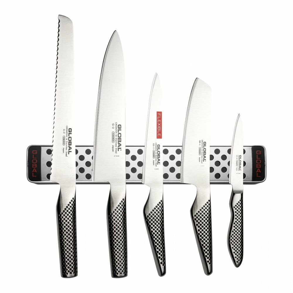 Global 6 Piece Knife Set With Magnetic Rack 3 Global 6 Piece Knife Set With Magnetic Rack