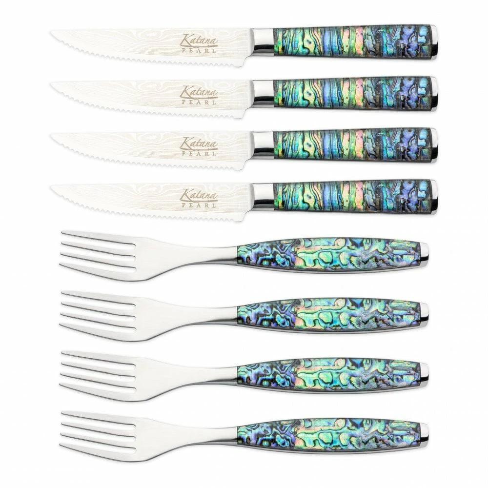 Katana Saya Pearl Katana Pearl 8 Piece Steak Knife And Fork Set 3 Katana Saya Pearl Katana Pearl 8 Piece Steak Knife And Fork Set