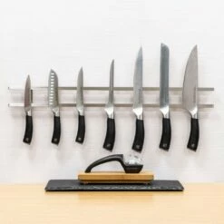 Rockingham Forge 60cm Magnetic Stainless Steel Knife Rack With 6 Utensil Hooks And Wall Fixings -KNIVES FROM JAPAN Sales rockingham forge 60cm magnetic stainless steel knife rack with 6 utensil hooks and wall fixings p1000 4475 image