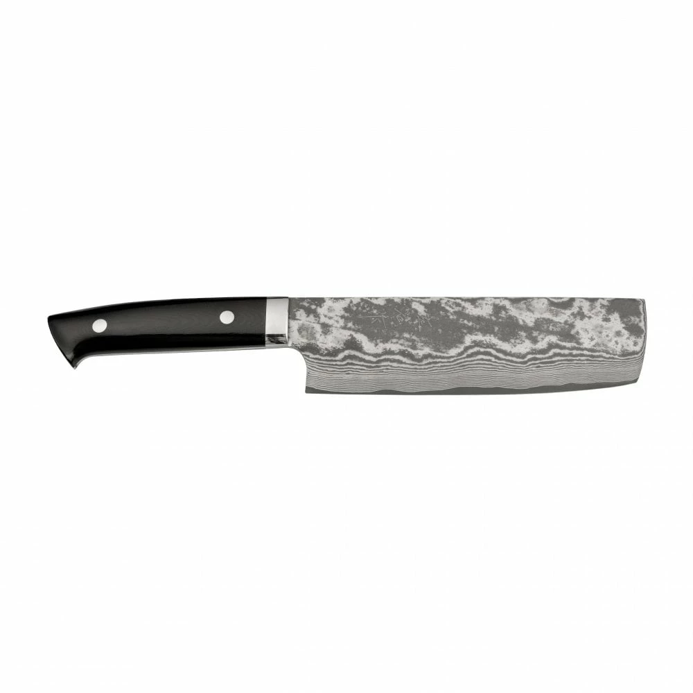 Takeshi Saji Takeshi Saji VG-10 Damascus 16.5cm Vegetable Knife With Black Mikarta Handle 3 Takeshi Saji Takeshi Saji VG-10 Damascus 16.5cm Vegetable Knife With Black Mikarta Handle